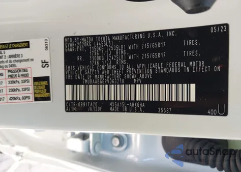 2023 Toyota Corolla Cross Le из США, поврежденный, VIN 7MUBAABG6PV063218